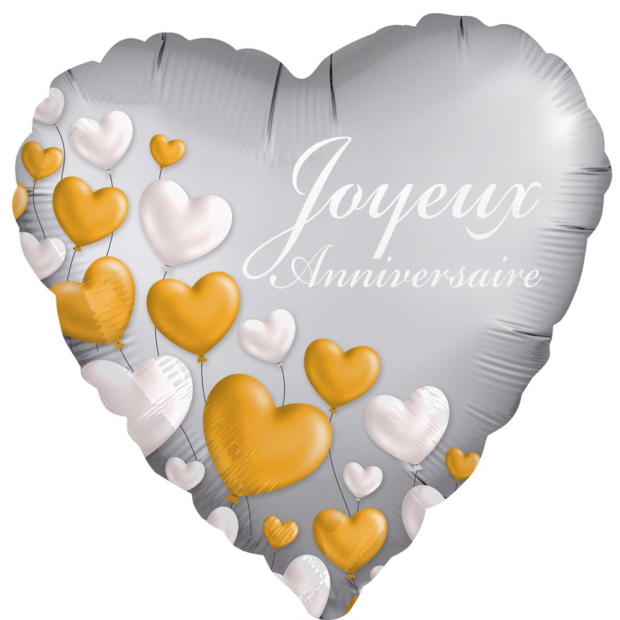 MYLAR 18 PO. - COEUR JOYEUX ANNIVERSAIRE