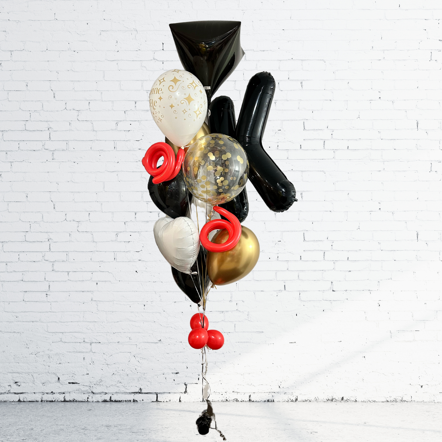 BOUQUET - RED AND PINK BALLOONS WITH MARBLE ORBZ