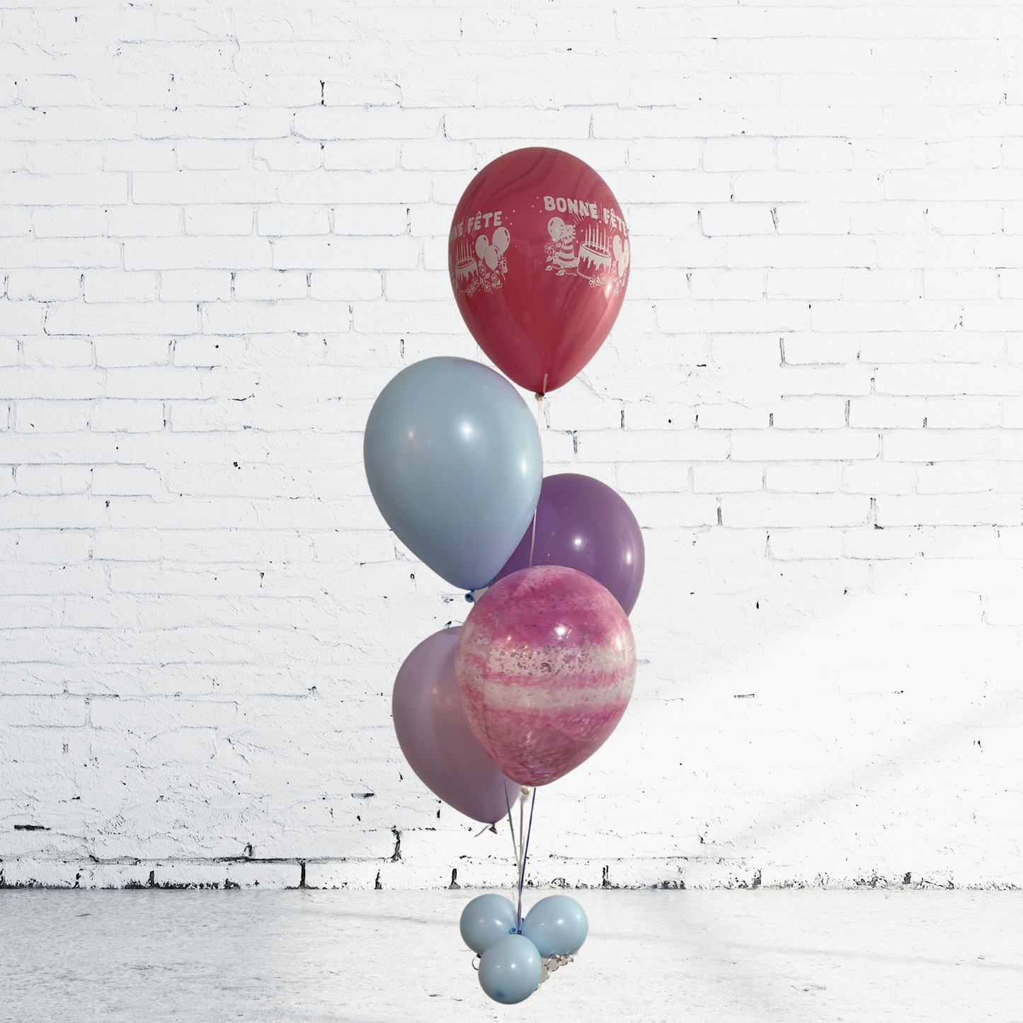 BOUQUET - BALLOONS HAPPY BIRTHDAY, MUST CELEBRATE! PINK, BLACK AND WHITE