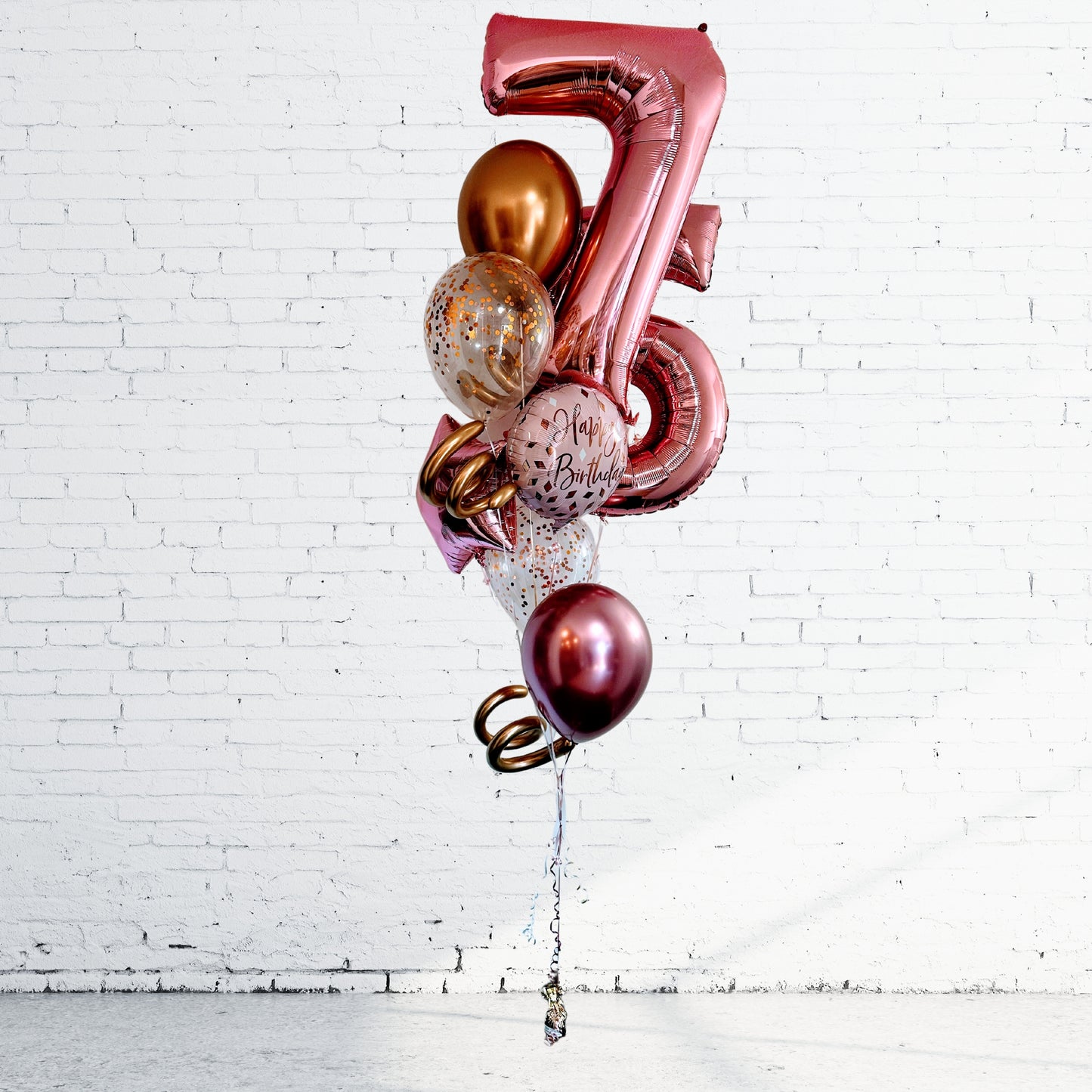 BOUQUET - BALLONS ÂGE 34 PO. ROSE GOLD ET CONFETTIS