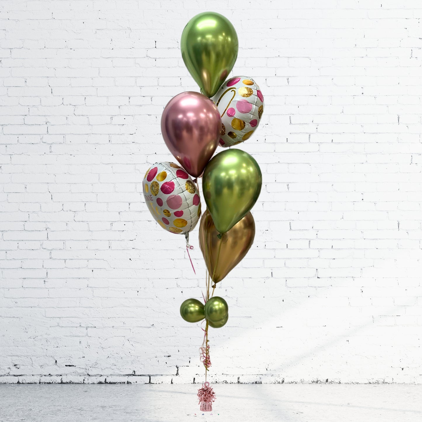 BOUQUET - PINK, GRAY AND BLACK BALLOONS WITH AGE MYLAR 18 IN.