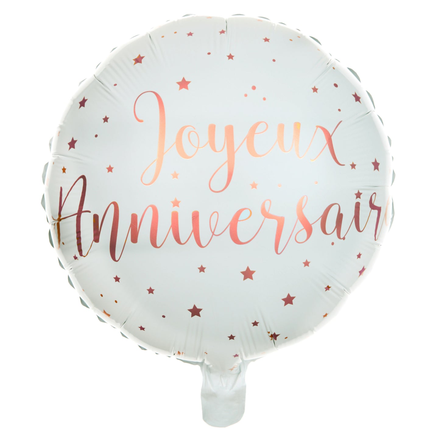 MYLAR 18 PO. - JOYEUX ANNIVERSAIRE ROSE GOLD ET BLANC