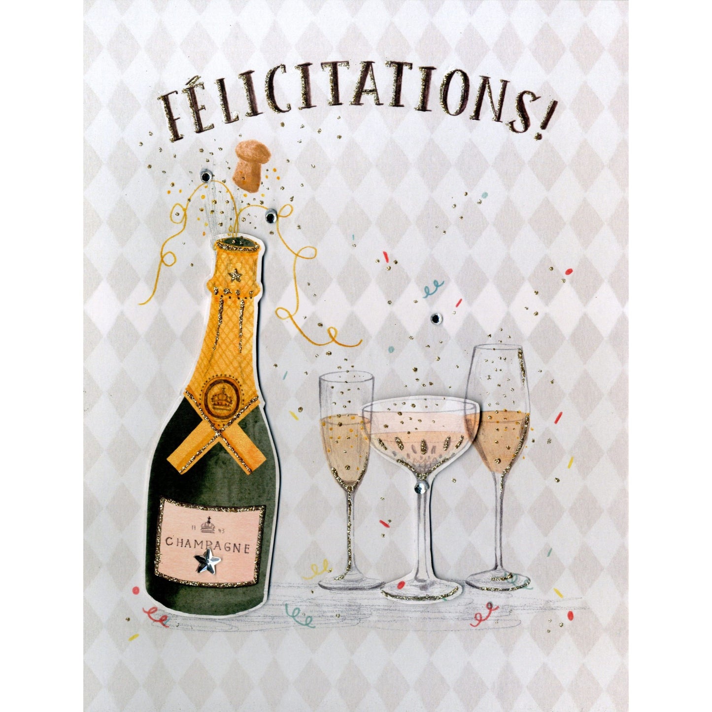 CARTE GÉANTE - FÉLICITATIONS BOUTEILLE DE CHAMPAGNE