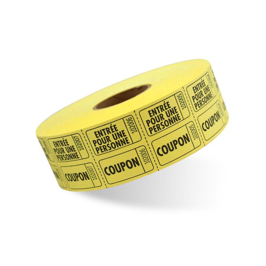 COUPONS DOUBLES 2 X 2 PO. 2000/ROULEAU - JAUNE - Ballons par Chant-O-Fêtes Party