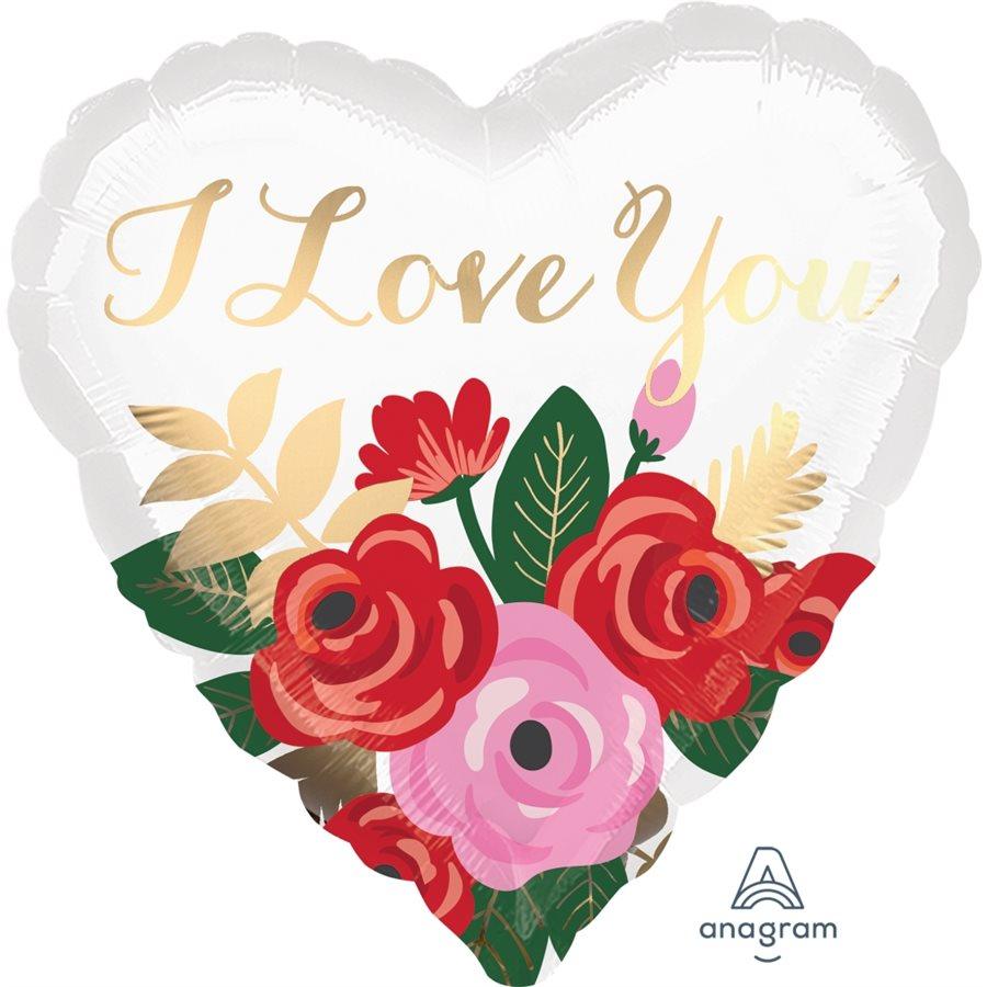 Mylar 18 po. - Bouquet de Roses 'i Love You'