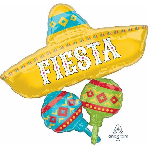 Mylar 32 po. - Fiesta Maracas et Sombrero