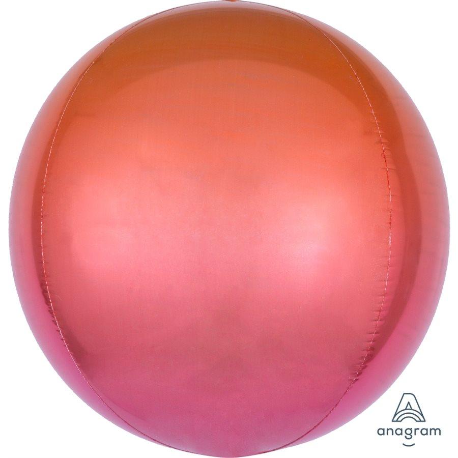 Mylar Orbz Ombre Rouge Orange 16 Po.