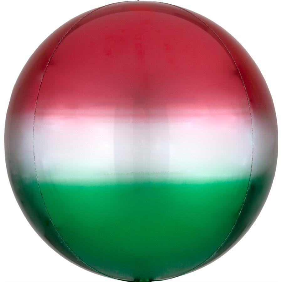 Mylar Orbz Ombre Vert Rouge 16 Po.