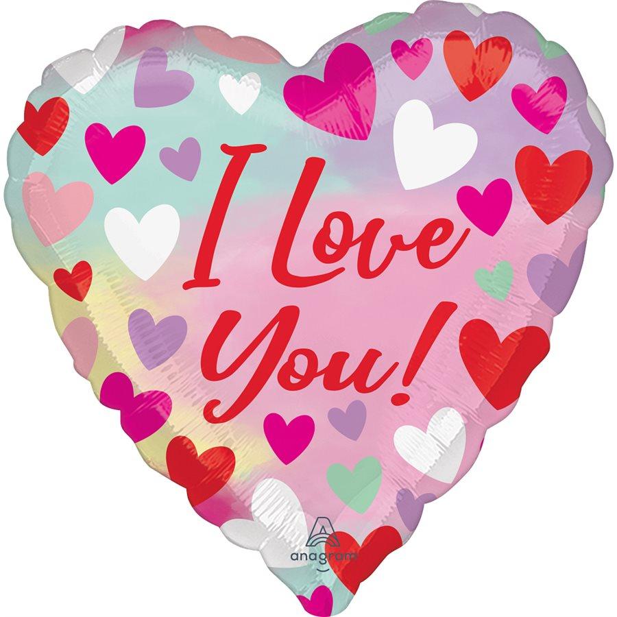 Mylar Coeur 28 po. - I Love You Pastel