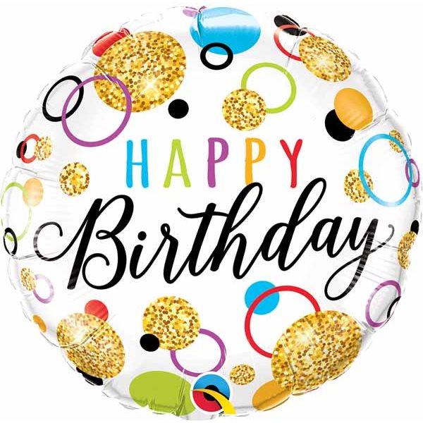 Mylar 18 po. - 'happy Birthday' Poins Scintillants
