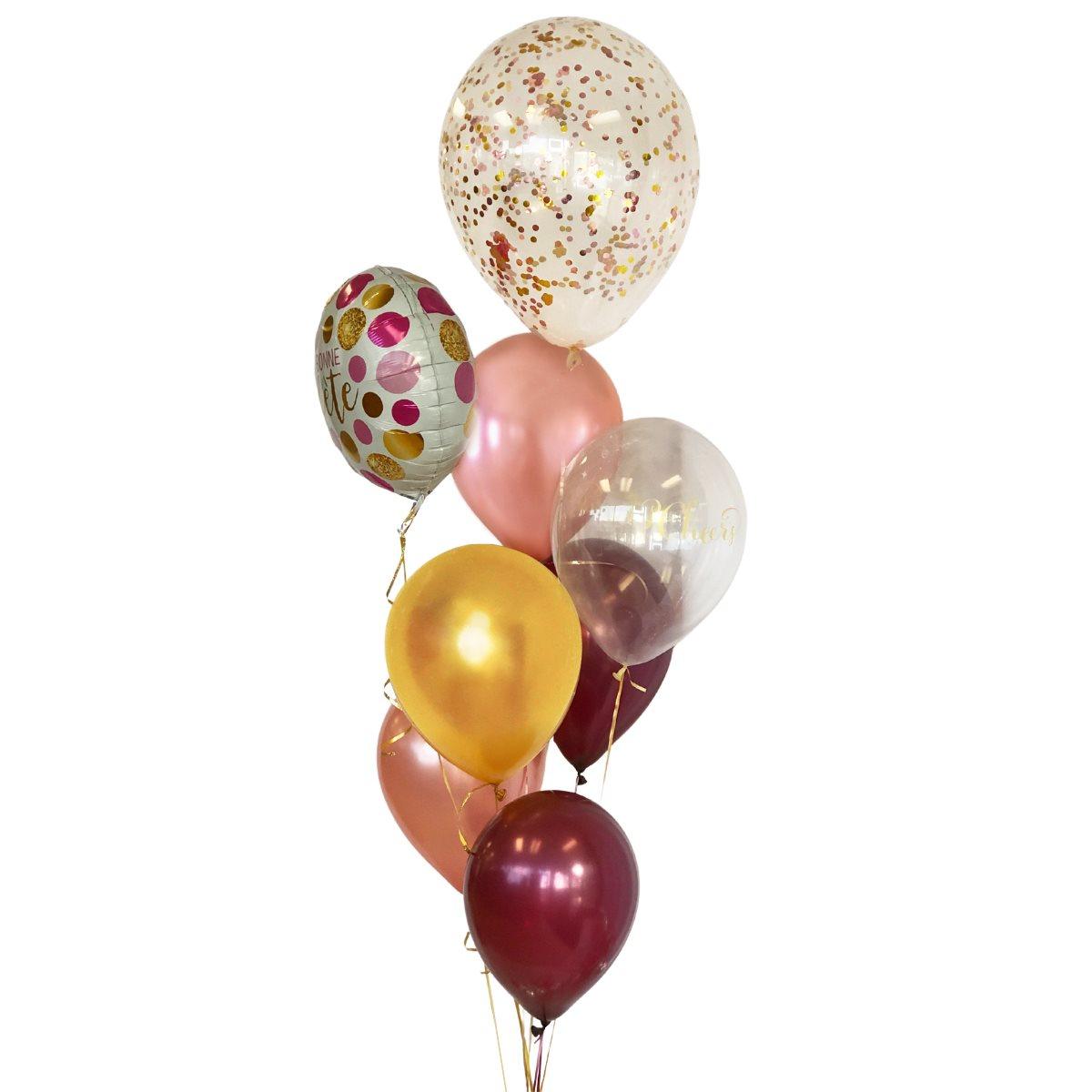 Happy Birthday Pink, Gold And Confetti Balloon Bouquet 18 In
