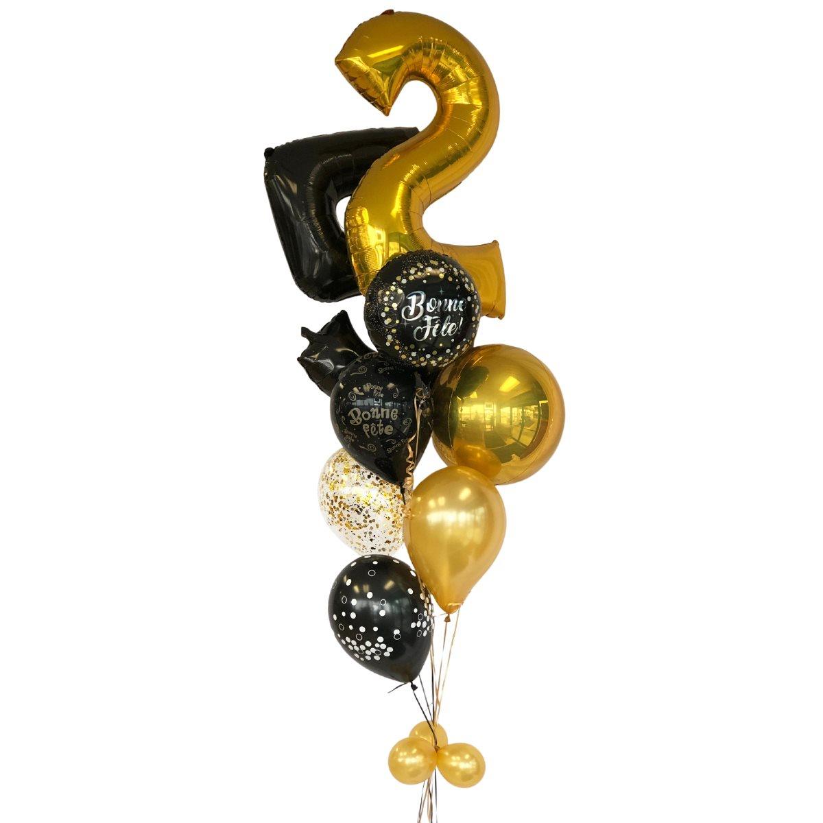 Ballon Chiffre 34 Ans Noir & Or Bouquet * Hooray 34 Ans Anniversaire  Décoration Set de