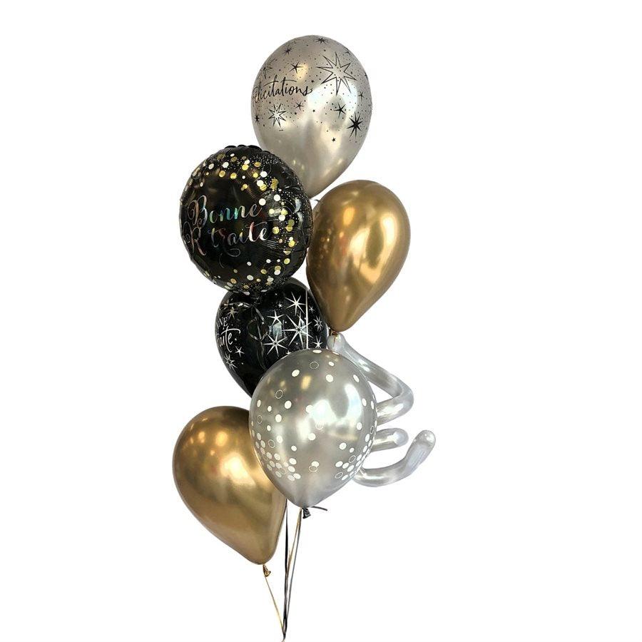 Bouquet De Ballons D'hélium Noir Et Or Réaliste Isolé Sur Fond