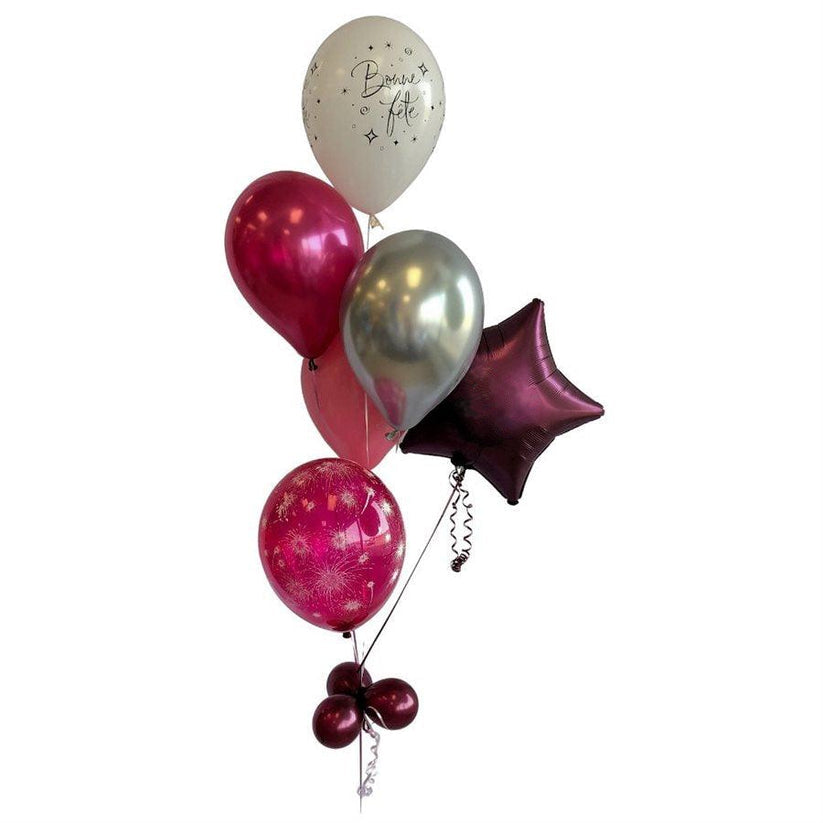 BOUQUET - FUSCHIA STAR HAPPY BIRTHDAY BALLOONS