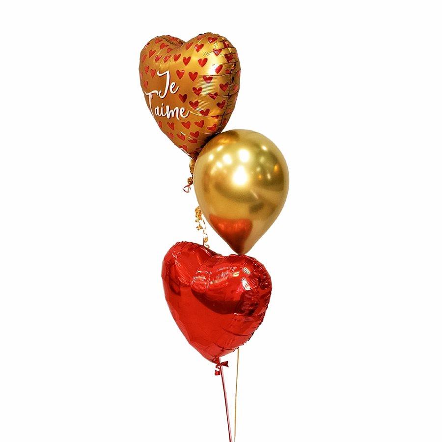 Bouquet de ballons Coeur Je T'aime Rouge Et Or – Chant-O-Fêtes Party