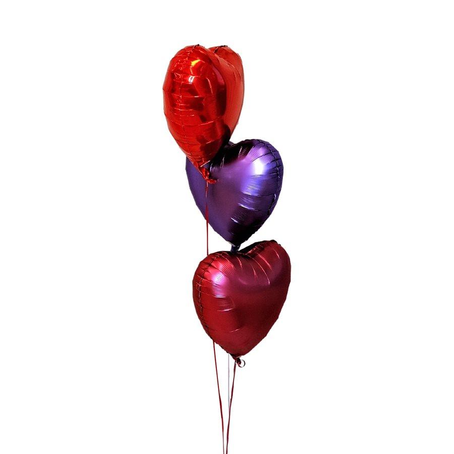 Bouquet de ballons Trio De Coeurs Métalliques 18 Po. – Chant-O-Fêtes Party