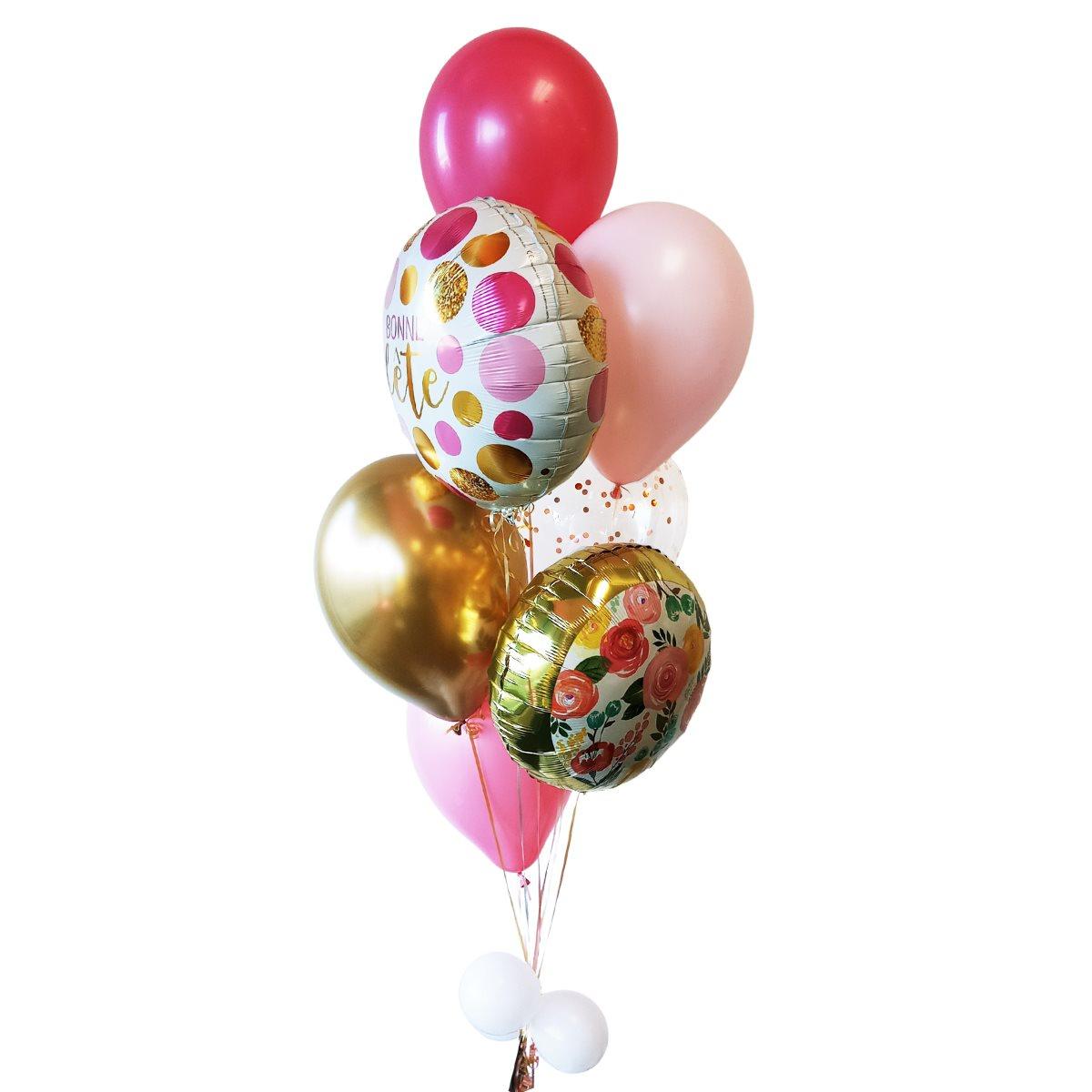 Bouquet de ballons Mylar Or Et Blanc Avec Confettis – Chant-O