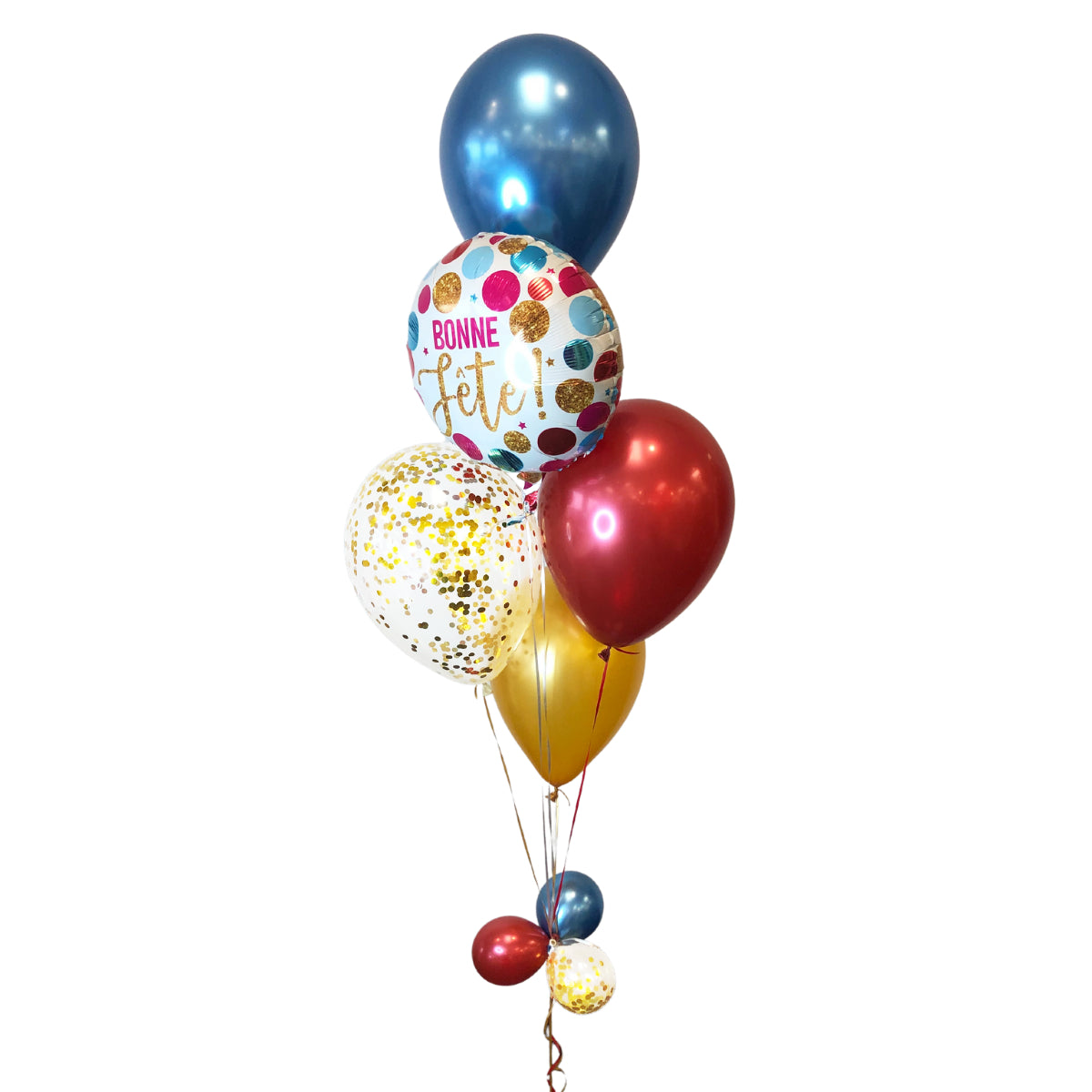 BOUQUET - HAPPY BIRTHDAY MYLAR BALLOONS WITH CONFETTI AND CHROME