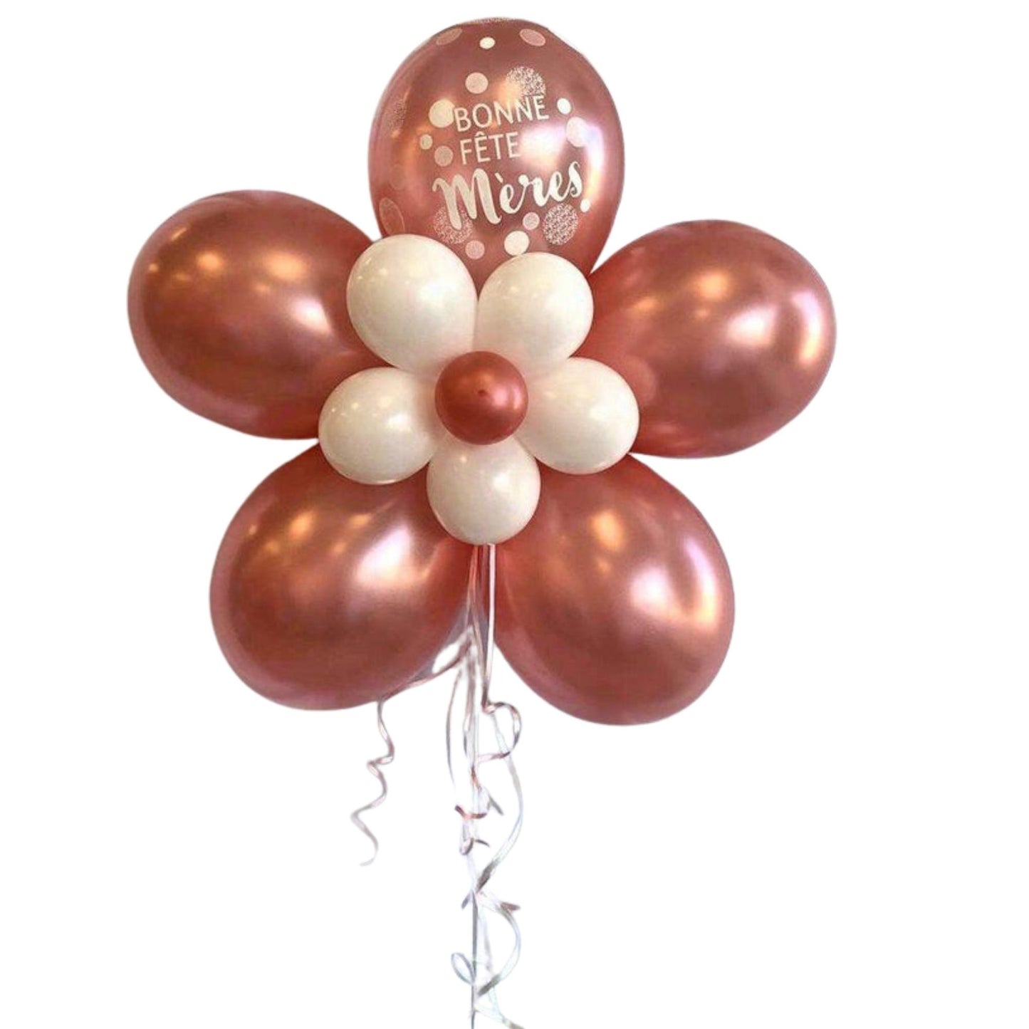 BOUQUET - BALLONS FLEUR ROSEGOLD BONNE FÊTE