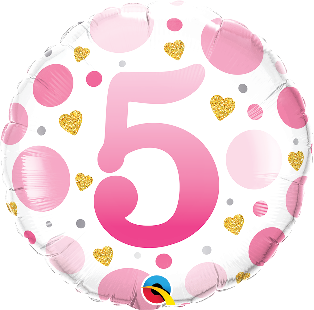MYLAR 18 IN. - AGE 5 PINK DOT