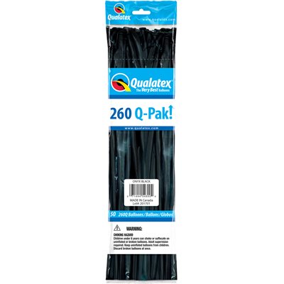 BALLOONS 260Q BLACK 50/PKG