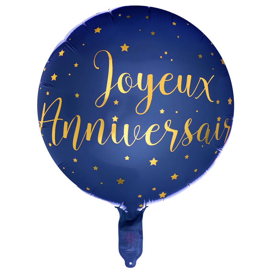 MYLAR 18 PO. - JOYEUX ANNIVERSAIRE DORÉ ET BLEU