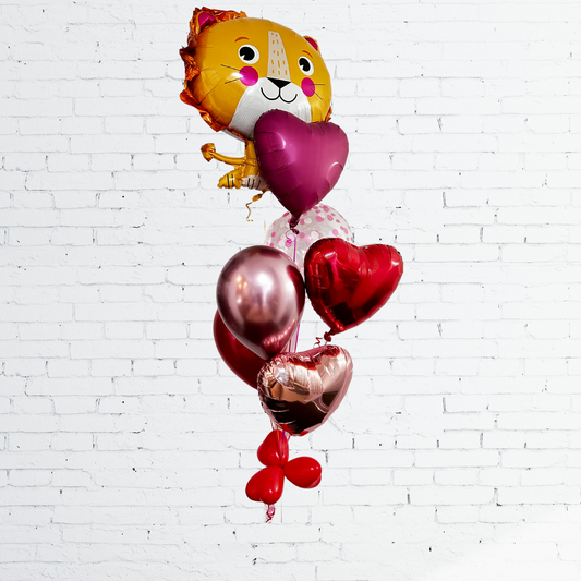 BOUQUET - BALLONS LION, COEUR ET ORBZ