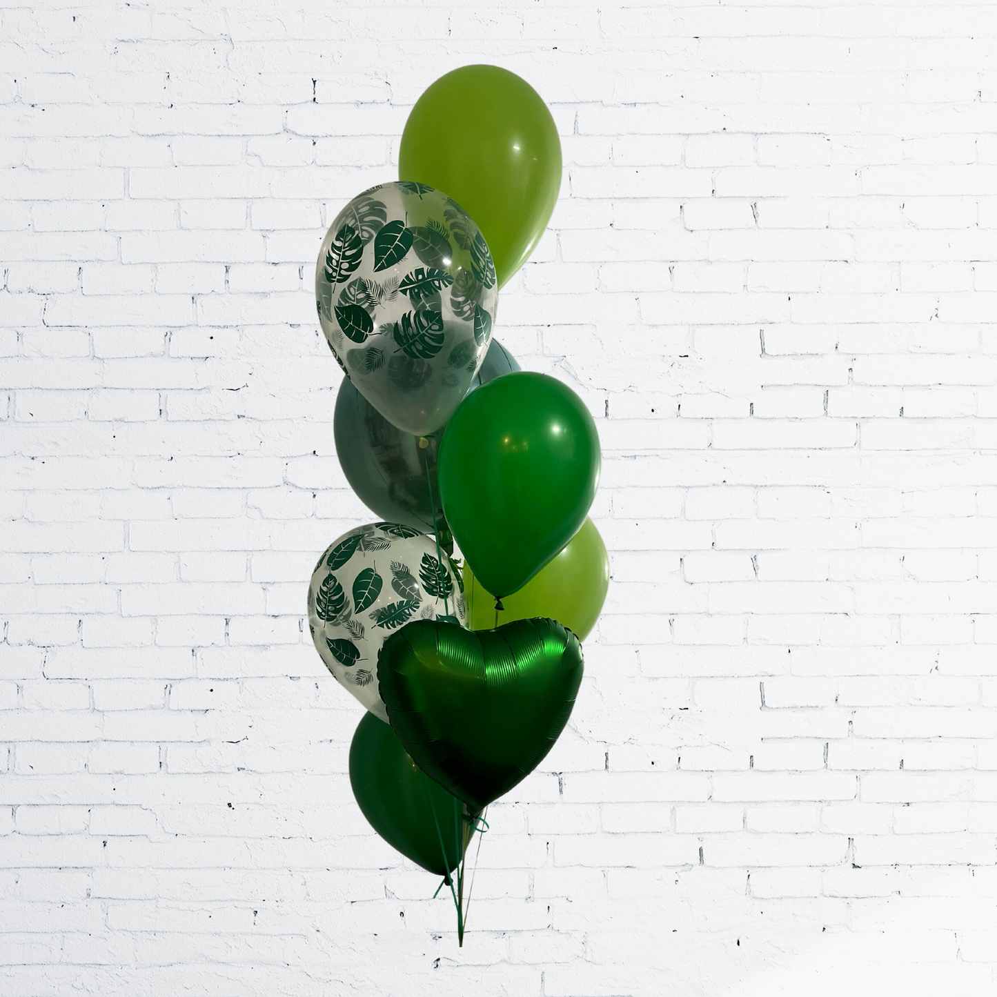 BOUQUET - BALLONS MYLAR ORBZ ET COEUR, TEINTES DE VERT