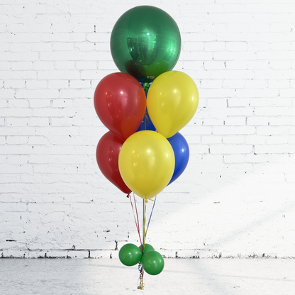 BOUQUET – 7 BALLONS AVEC BALLON MÉTALLIQUE ROND (ORBZ)
