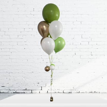 BOUQUET – 7 BALLONS AVEC BALLON MÉTALLIQUE ROND (ORBZ)