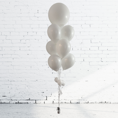 BOUQUET – 10 BALLONS BLANCS AVEC BALLON ROND 24 PO