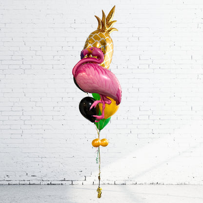 BOUQUET - BALLONS FLAMANT ROSE ET ANANAS