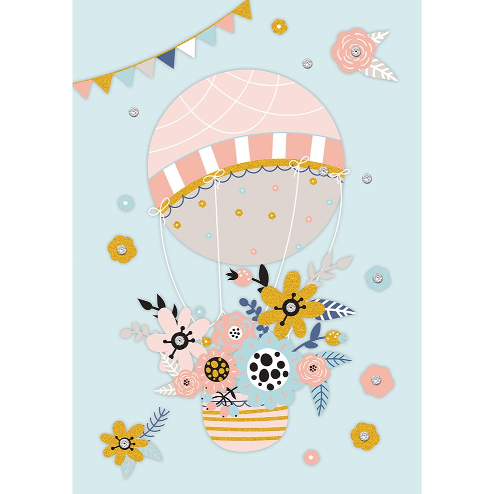 GIANT CARD - AIR BALLOON AND FLOWERS