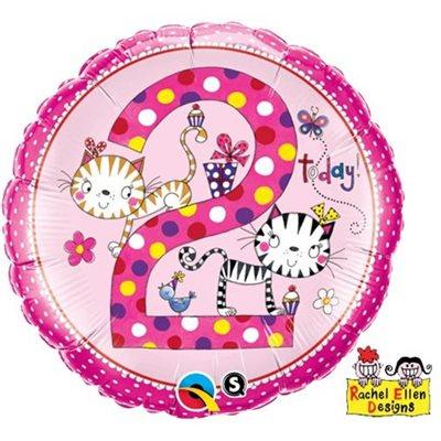 Mylar 18 po. - Age 2 Chatons Pois