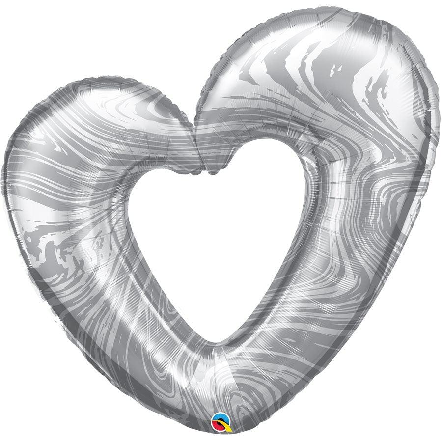 Mylar 42 po. - Coeur Marbré Argent