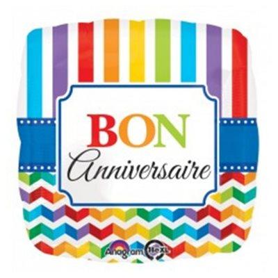 Mylar 18 po. - Bon Anniversaire Rayé