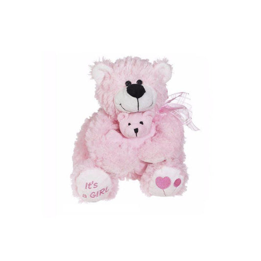 Peluche Maman Ours Rose 9 po.
