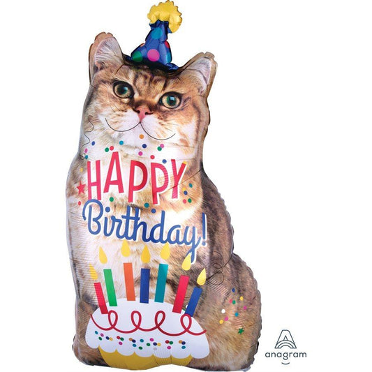 Mylar 33 po. - Happy Birthday Chat et Gâteau