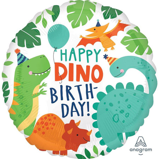 Mylar 18 po. - Happy Dino Birthday