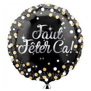 Mylar 18 po. - Faut Fêter Ça! Noir Pois Or