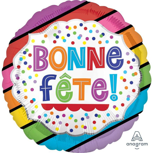 Mylar 18 po. - Bonne Fête Rayé