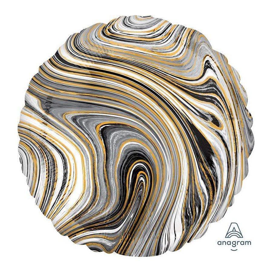 Mylar 18 po. - Rond Marblez Noir et Or