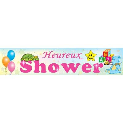 Banderole Heureux Shower - Rose
