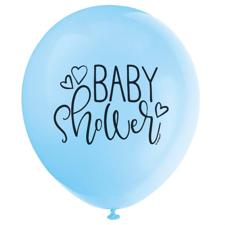 Ballons Latex 12 po. 8/pqt - Baby Shower Bleu