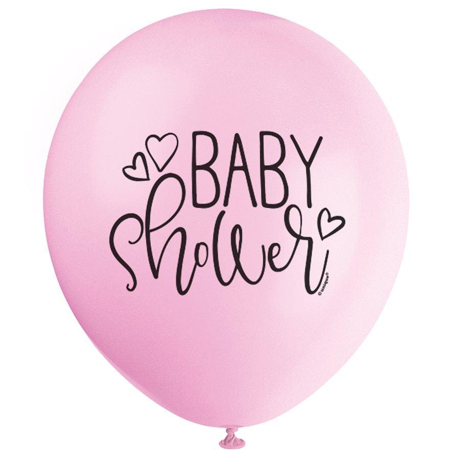 Ballons Latex 12 po. 8/pqt - Baby Shower Rose