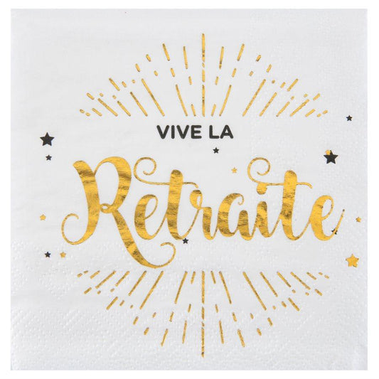 Vive La Retraite Or - Serviettes Breuvage 20/pqt