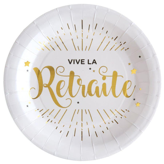 Vive La Retraite Or - Assiettes 9 po. 10/pqt