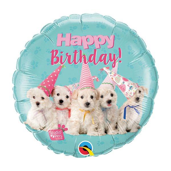 Mylar 18 po. - 'happy Birthday' Chiots