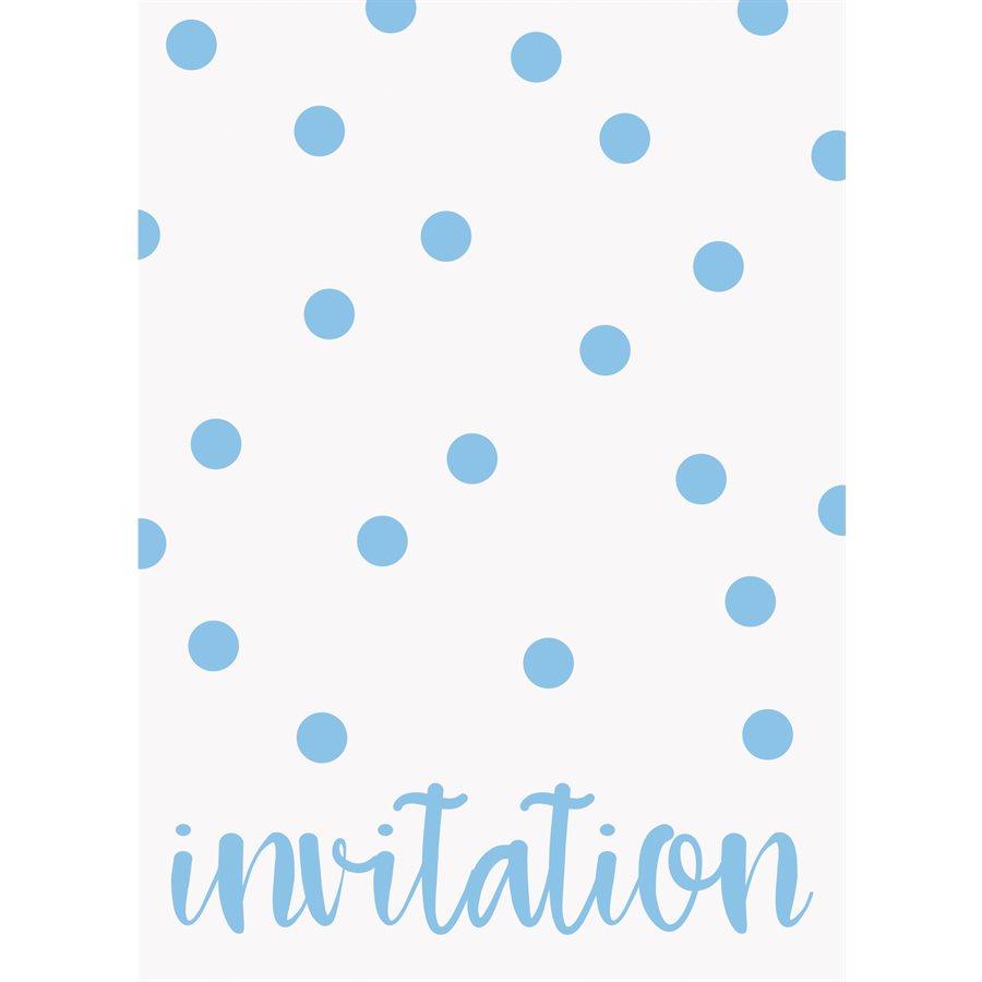 Cartes D'invitation à Pois 8/pqt - Bleu