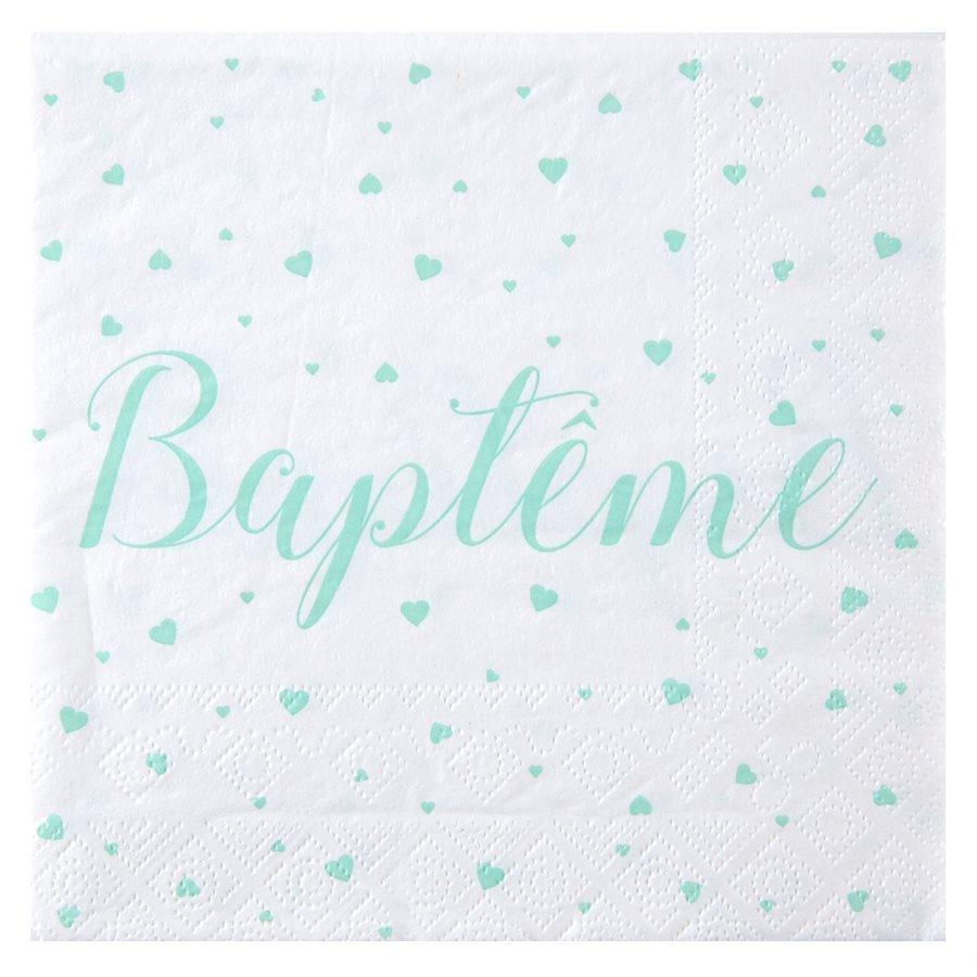 Baptême Menthe - Serviettes Repas 20/pqt